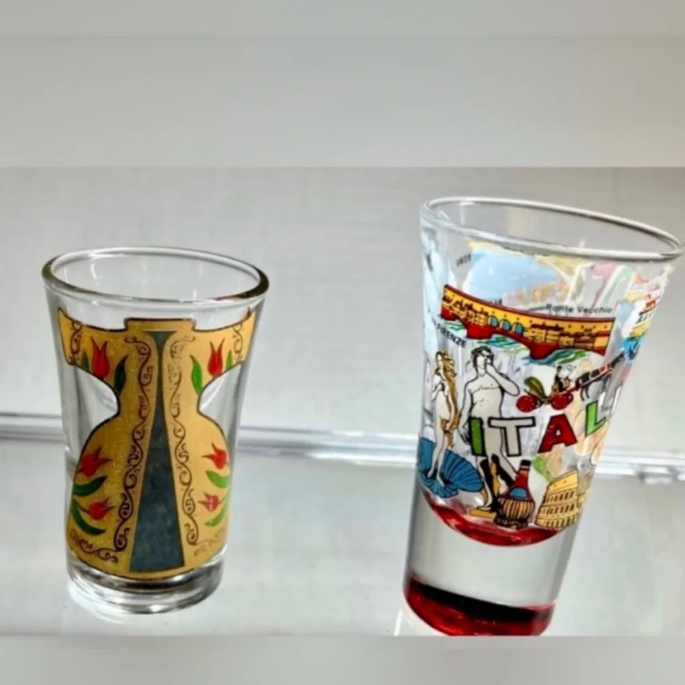 (BRAND NEW) (NWOT) - (1) ITALY SHOT GLASS & (1) ETHNIC NATIVE DRESS SHOT GLASS